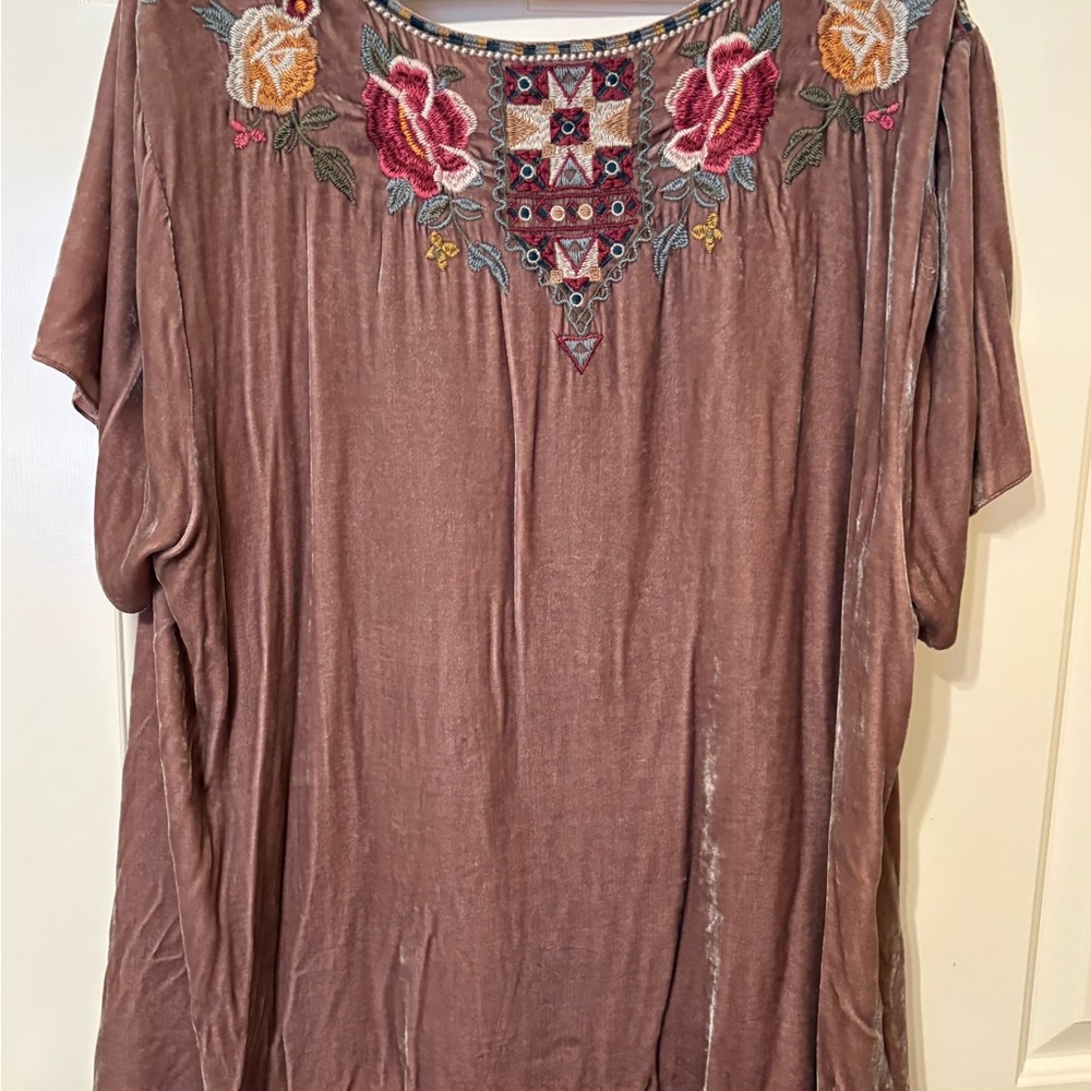Johnny Was Cherelle Embroidered Velvet Tunic size 2X - Picture 4 of 5